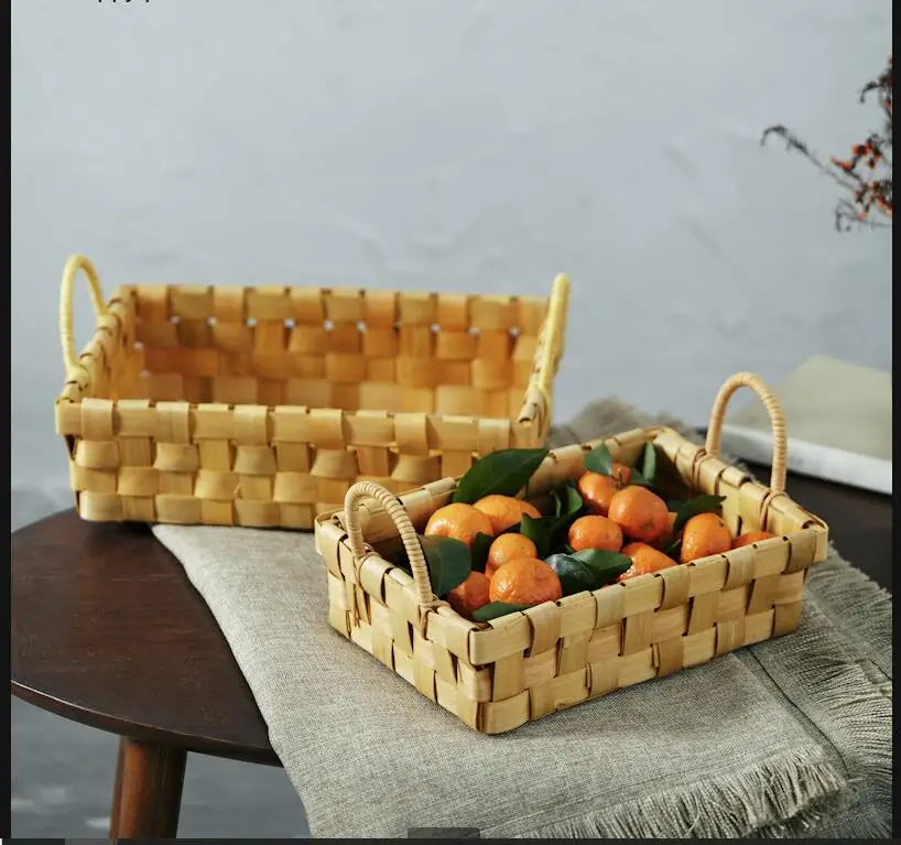 Food Snacks With Fiber - Panier de rangement rectangulaire en bois