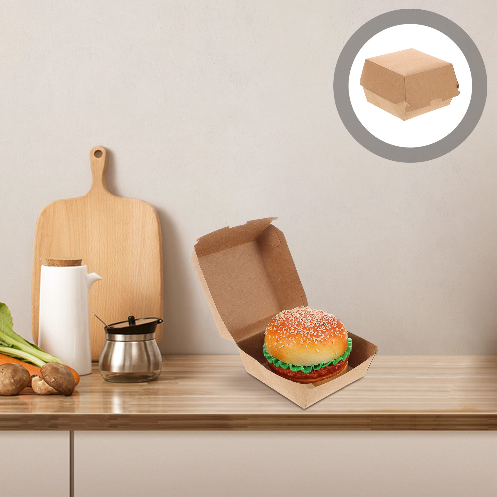 Food Snack - Boîtes à hamburgers en papier Kraft,