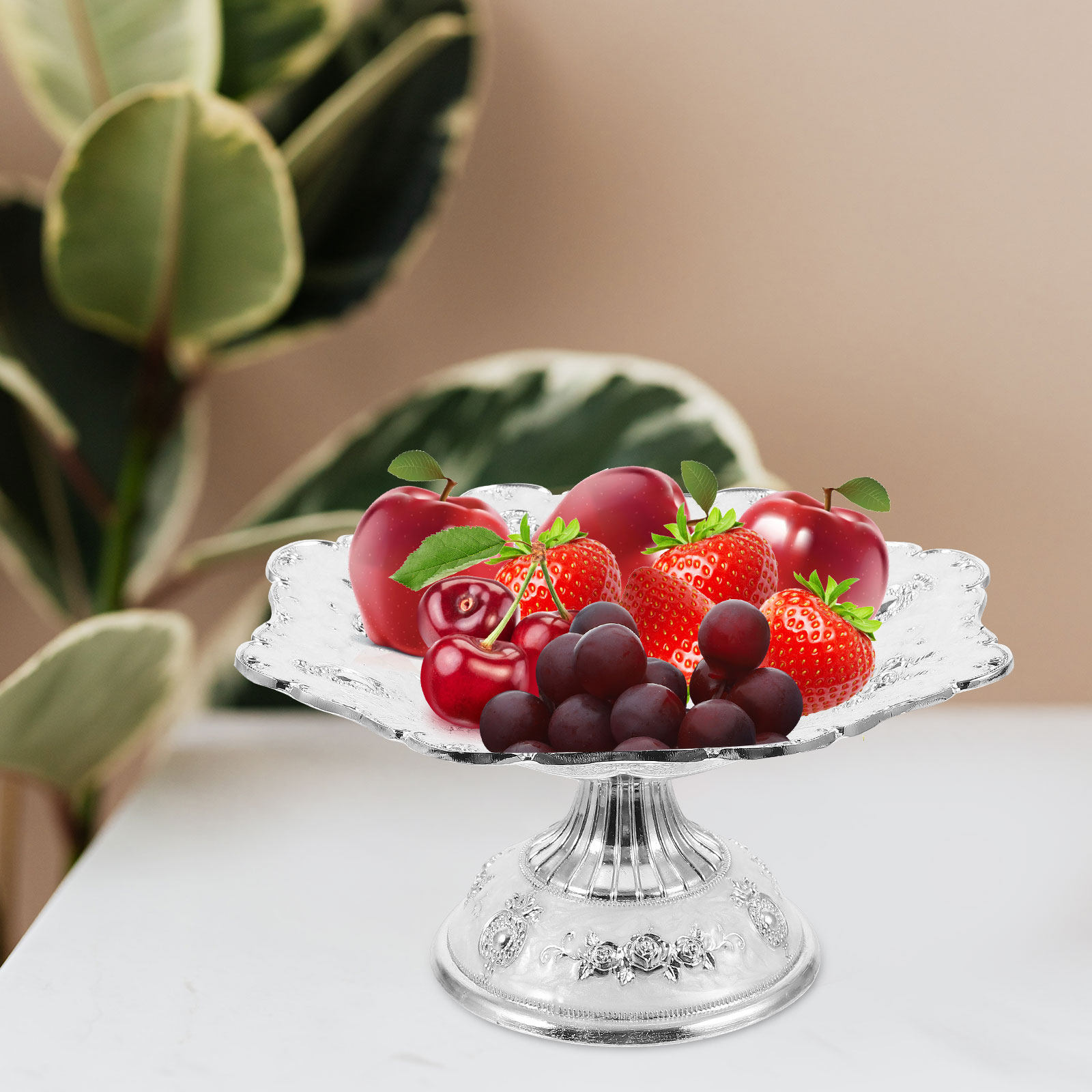Zinc Food Snacks - Plateau à fruits en argent de