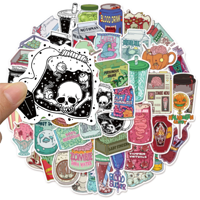 Zombie Snacks - Autocollants alimentaires Zombie, 50 pièces, autocollants